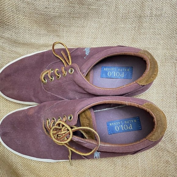 Polo Ralph Lauren Vaughn Men's Canvas Fashion Sneakers Shoes Raspberry Sz 10D - Picture 6 of 13